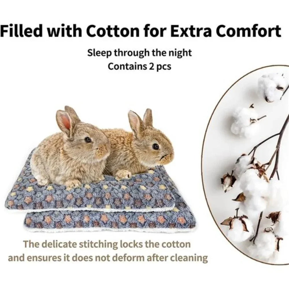 2 Pcs Guinea Pig Bed Mat Washable, Rabbit Winter Bed Pad for Indoor, Warm Bed